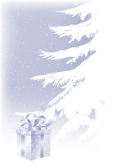 Wall Mural - winter background with Christmas present