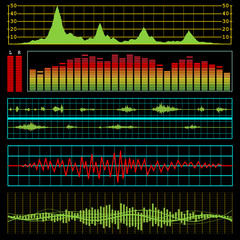 Music waves and audio equalizer background