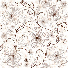 Seamless White-brown Floral Pattern
