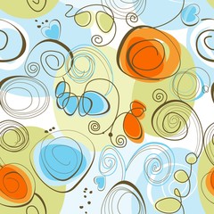 Poster - Whimsical floral background (seamless)