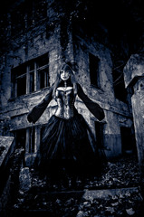 Woman in black dress from nightmares