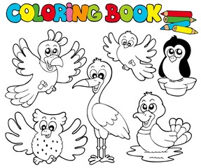 Poster - Coloring book with cute birds 1