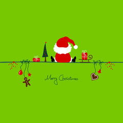 Canvas Print - Christmas Santa & Symbols Green