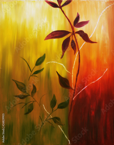 Plakat na zamówienie Oil painting of fall leaves