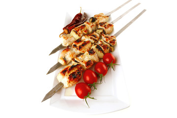 Poster - chicken shish kebab with vegetables