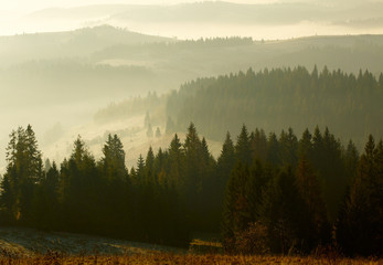 Fototapete - Beautiful sunrise in the mountains