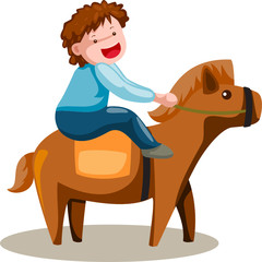 Poster - Cute boy riding horse