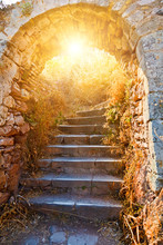 Old Stone Stairways In Palamidi Fortress, Nafplio, Greece