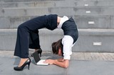 Fototapeta Miasto - Flexible business - woman with laptob