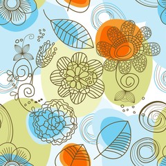 Poster - Whimsical floral background (seamless)