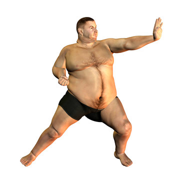 dicker mann in sportlicher pose
