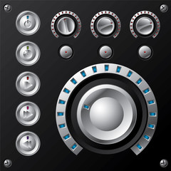Blue led volume meter with multimedia buttons