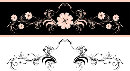 Wall Mural - Two decorative floral elements for design. Vector