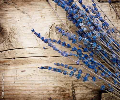 Plakat na zamówienie Lavender over wood background.With copy-space