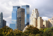 Skyline Of Columbus Circle From Central Park
