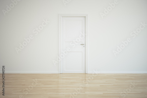 Empty room with a closed door