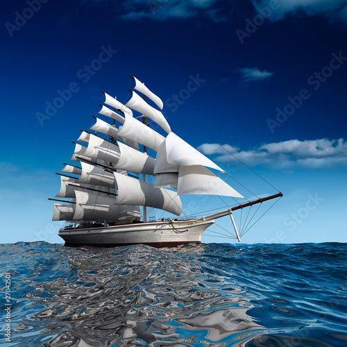 Sailing ship at sea © Anton Balazh
