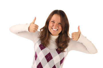 Wall Mural - Successful girl on white background