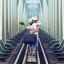Couple On Train Tracks