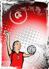 Wall Mural - red volleyball background