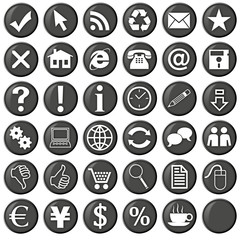 Wall Mural - black icons & buttons for website