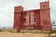 The Red Tower In Malta Called St. Agatha's Tower.