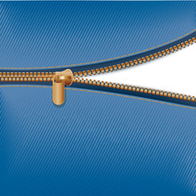 Zipper With Blue Fabric