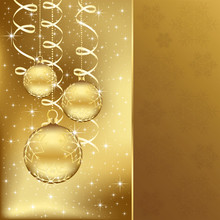 Elegant Christmas Background With Golden Balls