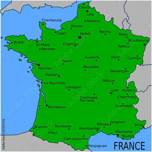 Carte Des Villes Principales De France Stock Vector Adobe Stock