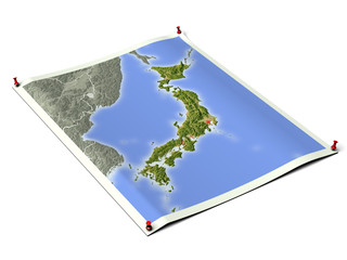 Wall Mural - Japan on unfolded map sheet.