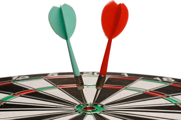 Two darts on  a dart board