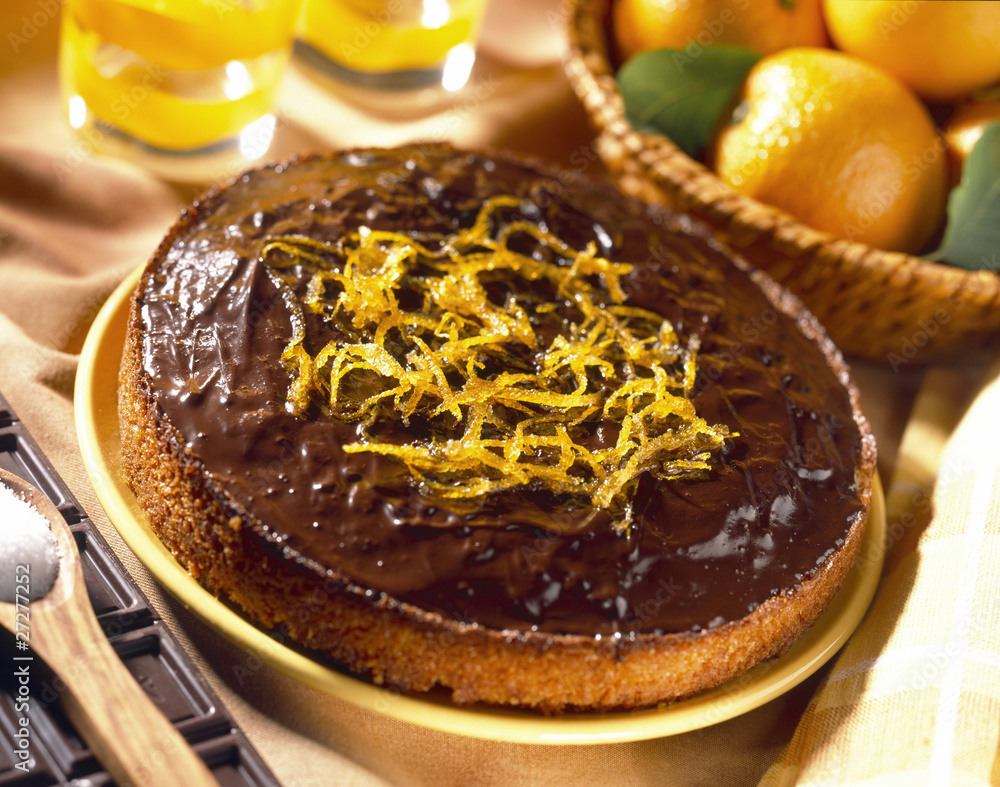 Gateau A L Orange Glace Au Chocolat Wall Mural Wallpaper Murals Food Micro