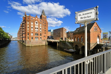 Block V und Fleetschlösschen in der Hamburger Speicherstadt