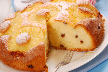 Wall Mural - pineapple cake with raisins