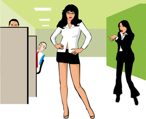 Woman with miniskirt at an office