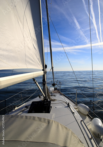 Fototapeta na wymiar Inside sailboat