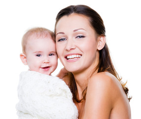 happy mother with smiling baby
