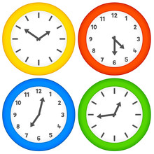 Assorted Clocks On A White Background (EPS8 Vector)