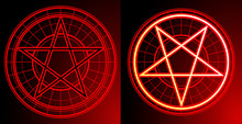Two Pentagrams On Dark Background