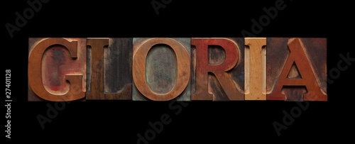 the word gloria in old wood type on black Tableau sur Toile