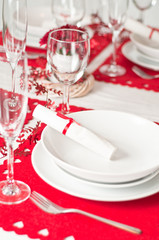 Wall Mural - Christmas table setting in red and white