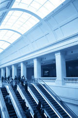 Wall Mural - escalator and waiting hall in station