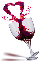 wine splashing out in heart shape