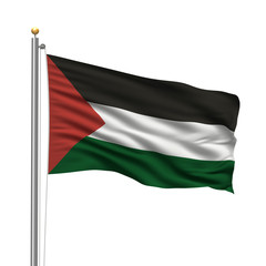 Poster - Flag of Palestine waving in the wind in front of white