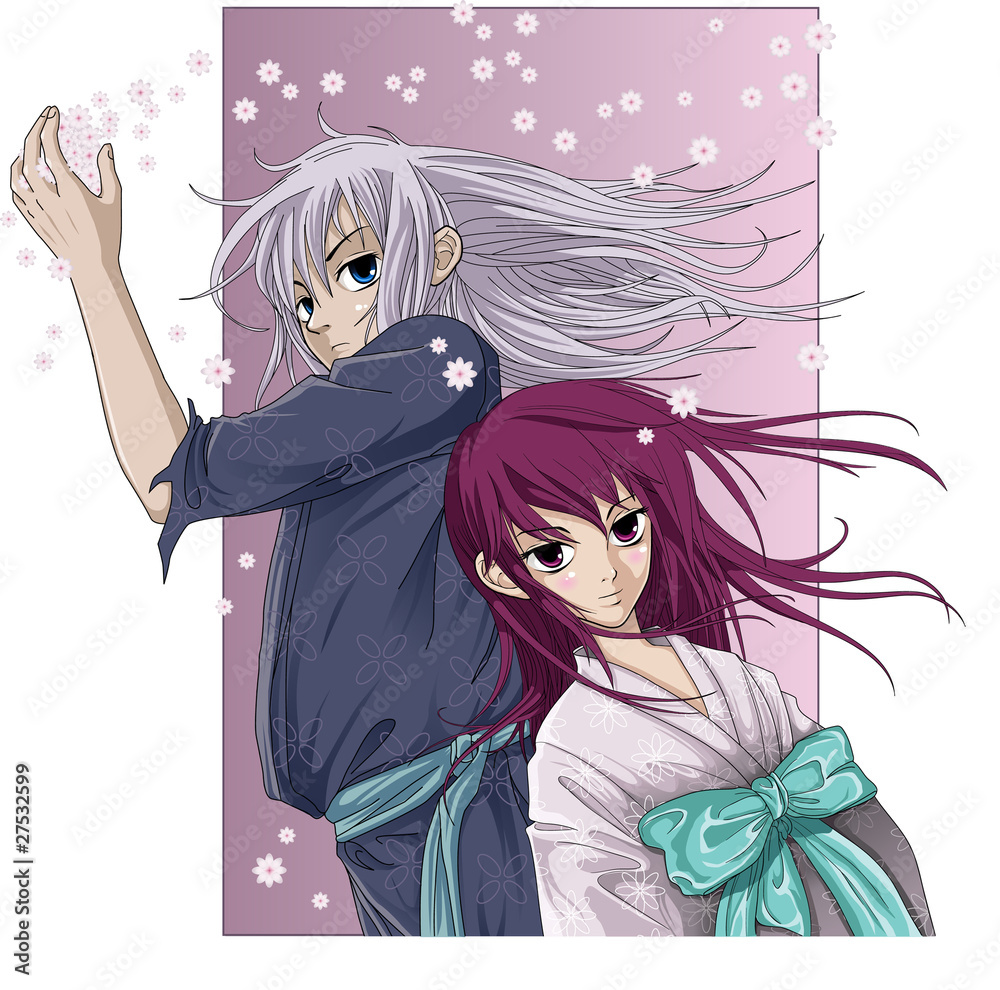chlopiec-i-dziewczynka-na-rozowym-tle-anime
