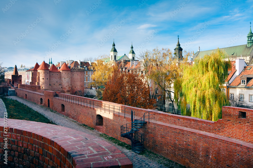 Fortified medieval outpost - Warsaw barbican - obrazy, fototapety, plakaty 