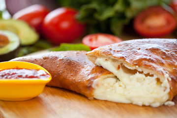 Calzone cheese Close up 2