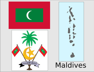 Wall Mural - Maldives flag national emblem map