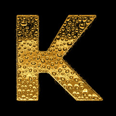 Gold metal three-dimensional alphabet symbol - letter K