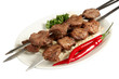 Grilled meat – kebab with parsley, paprika and cake